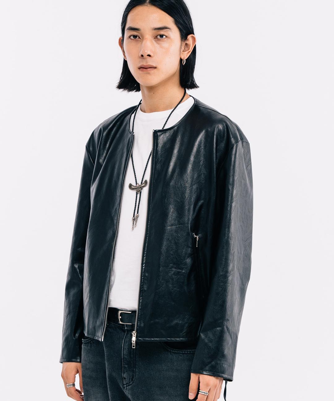 노 칼라 웨스턴 레더 자켓_블랙  [10월10일 예약발송]