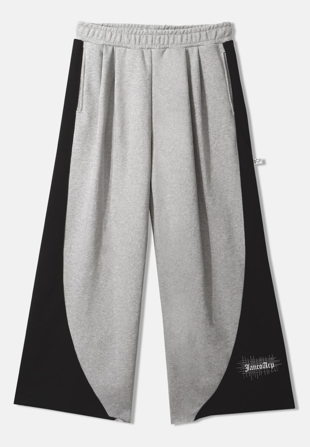 DIPLOMA WIDE TWO TUCK PANTS_MELANGE/BLACK