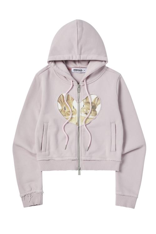 BABY RABBIT HOOD ZIP-UP LIGHT PINK