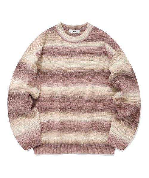 그라데이션 스트라이프 니트 핑크