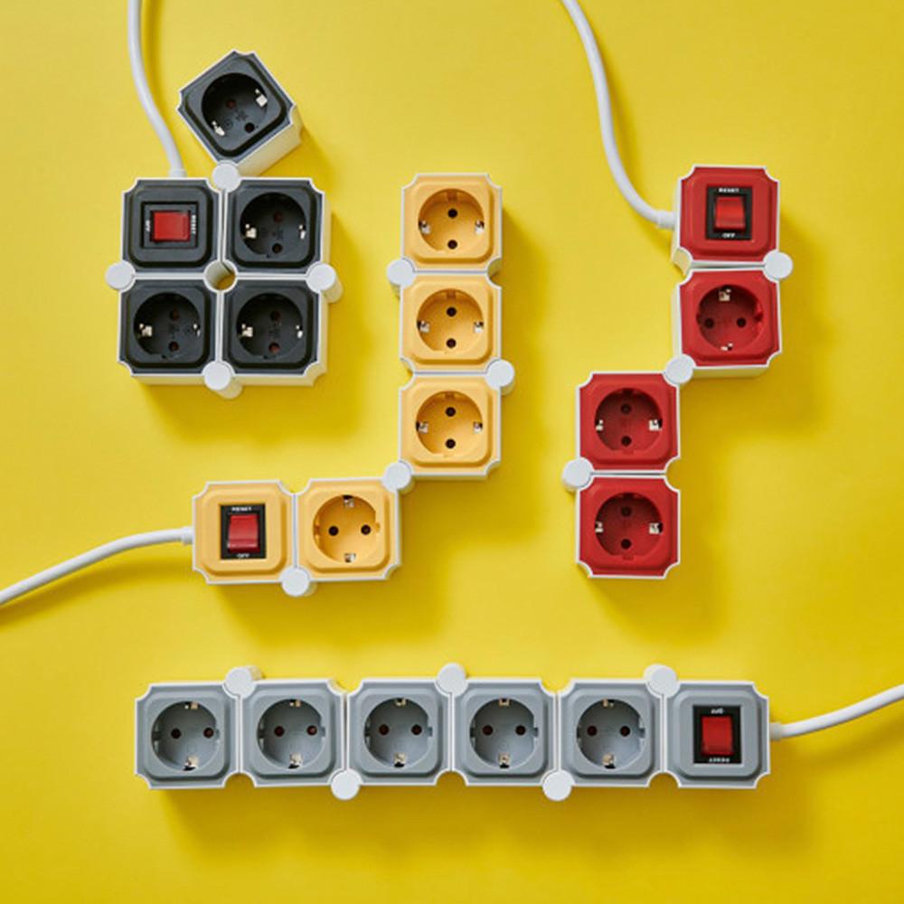 테트리스 멀티탭 접지 고용량 안전 블랙 옐로우 레드 컬러 인테리어 3구 4구 5구 멀티탭