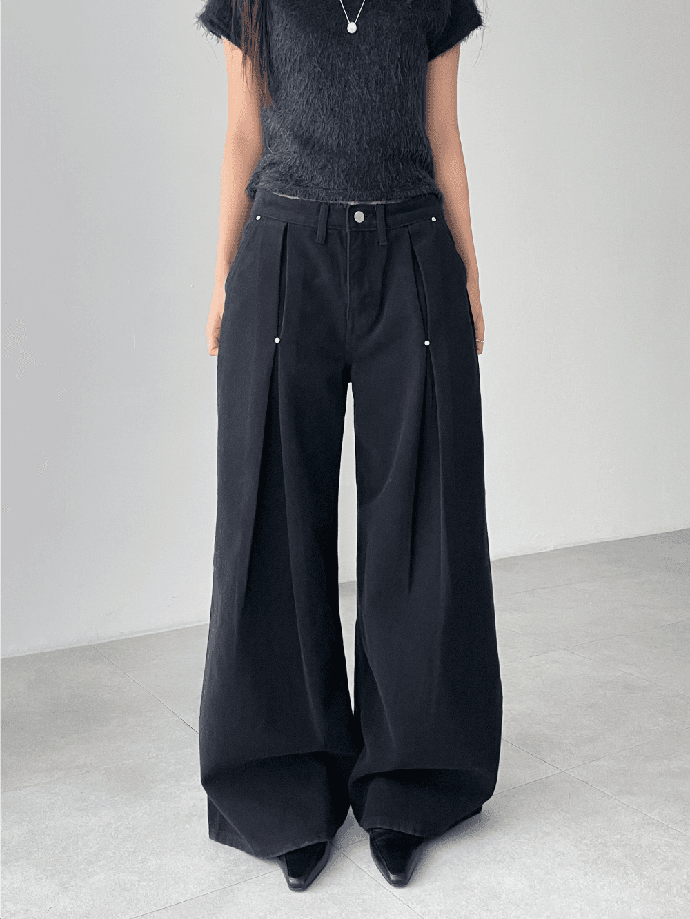 warm rivet point pants (2color)