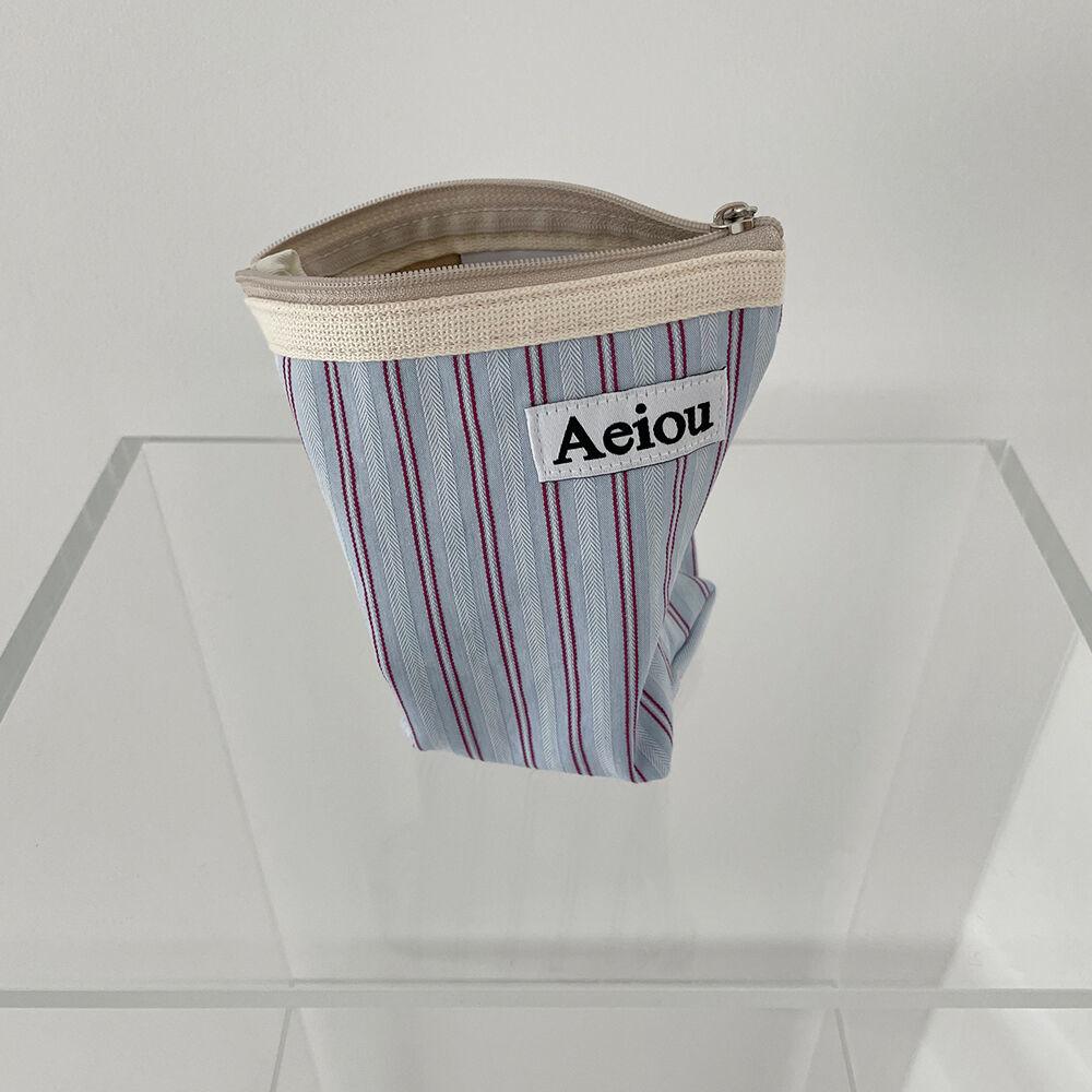 Aeiou Basic Pouch (M size)Cotton Pajama blue