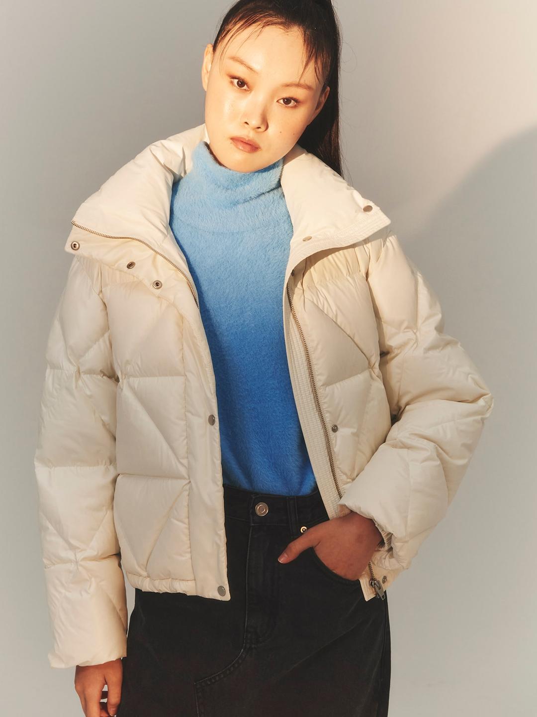 Quilted Short Puffer Down - Ivory