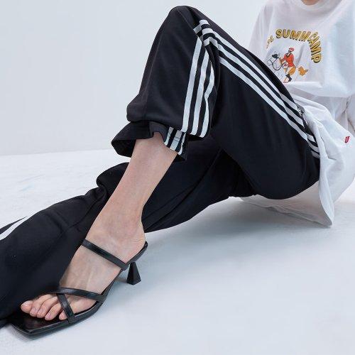 스퀘어 토 스트랩 슬리퍼 뮬 412223018 (6cm/3colors)