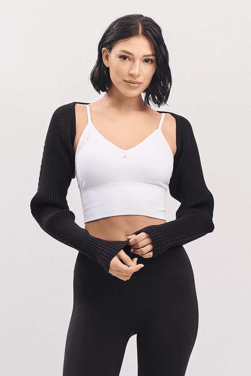 SC232  TWO-TONE BOLERO KNIT BLACK