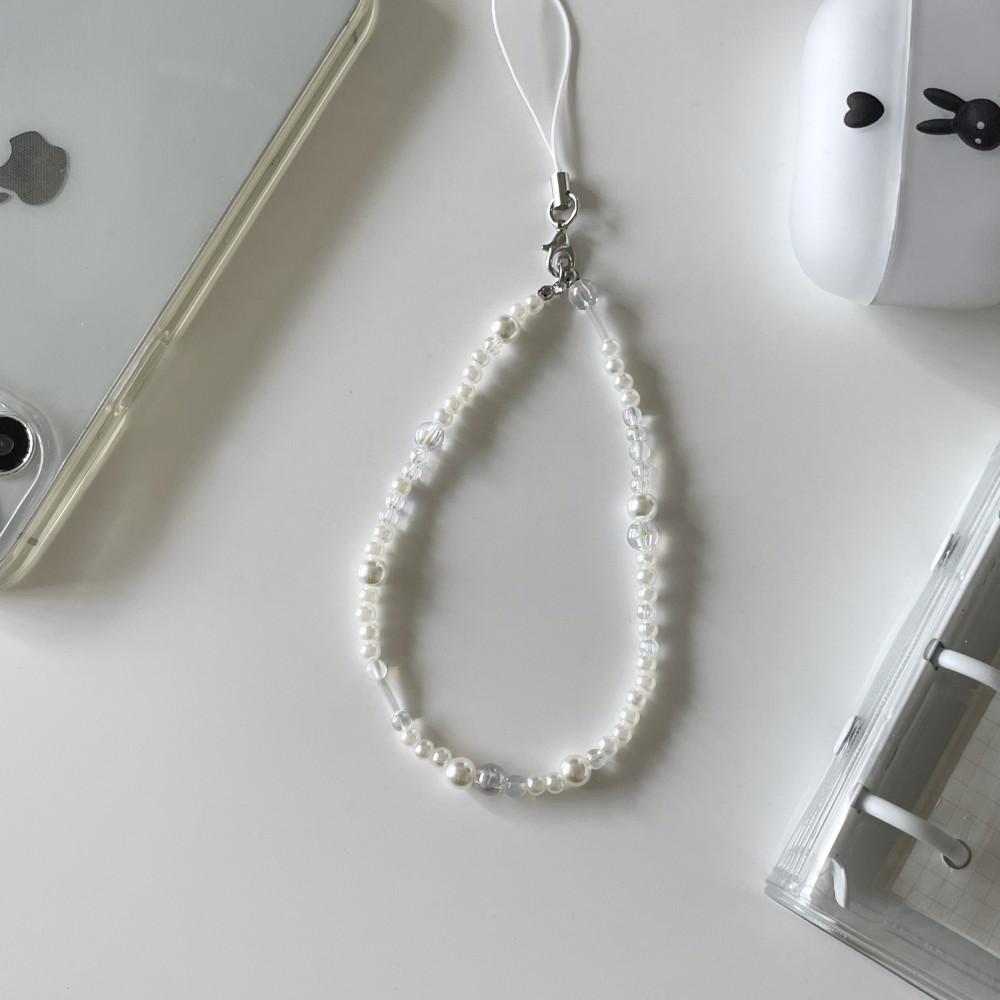 진주 원석 비즈 롱 키링 (이지블리)