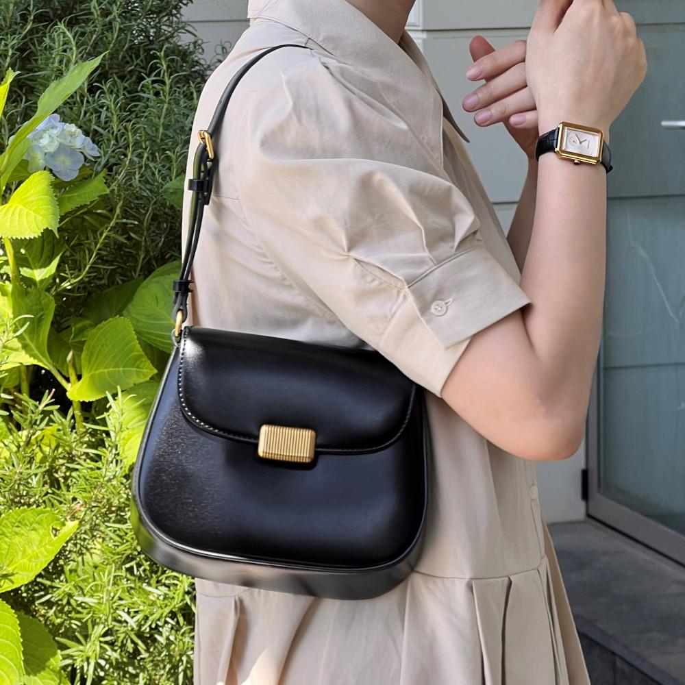 소 가죽 골든 버클 플랩 미니 숄더백 핸드폰 크로스백 가방