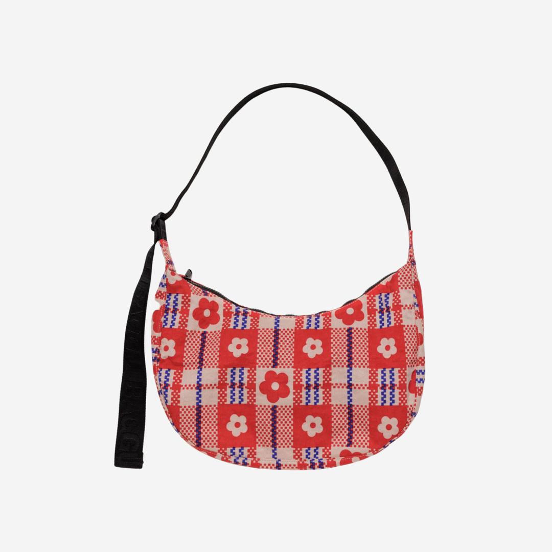 Sandy Liang x Baggu Medium Nylon Crescent Bag Flower Market Plaid