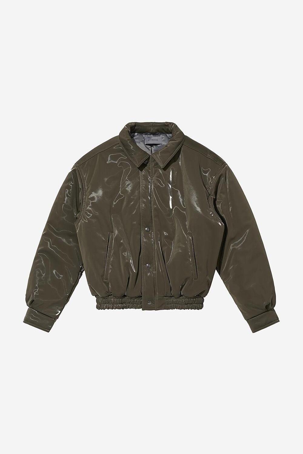 GLITTER PADDED BOMBER JACKET - GREEN