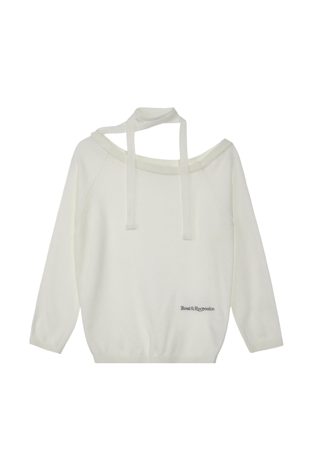 ONE-SHOULDER KNIT TOP - IVORY