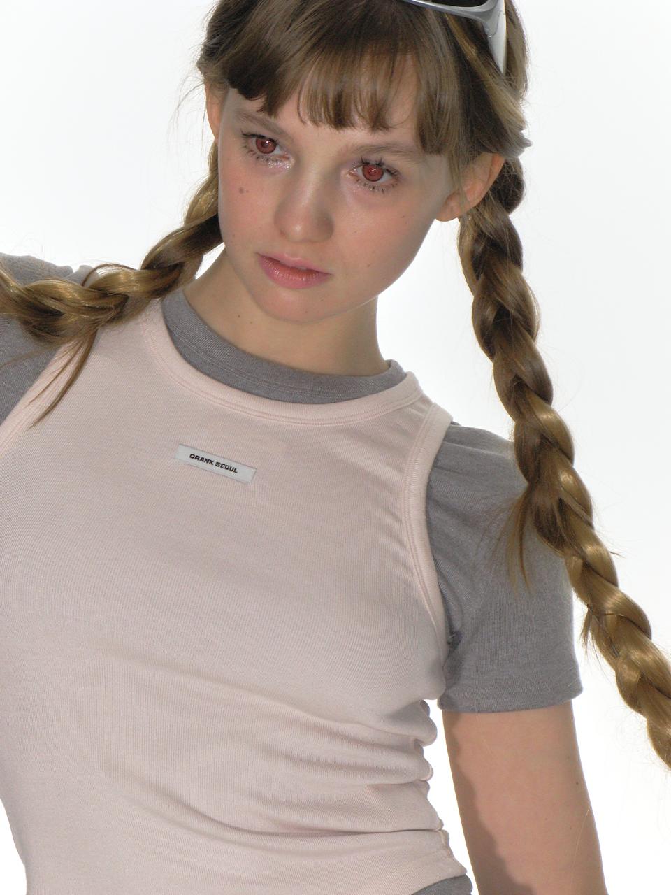 CREW NECK SLEEVELESS TOP_PINK