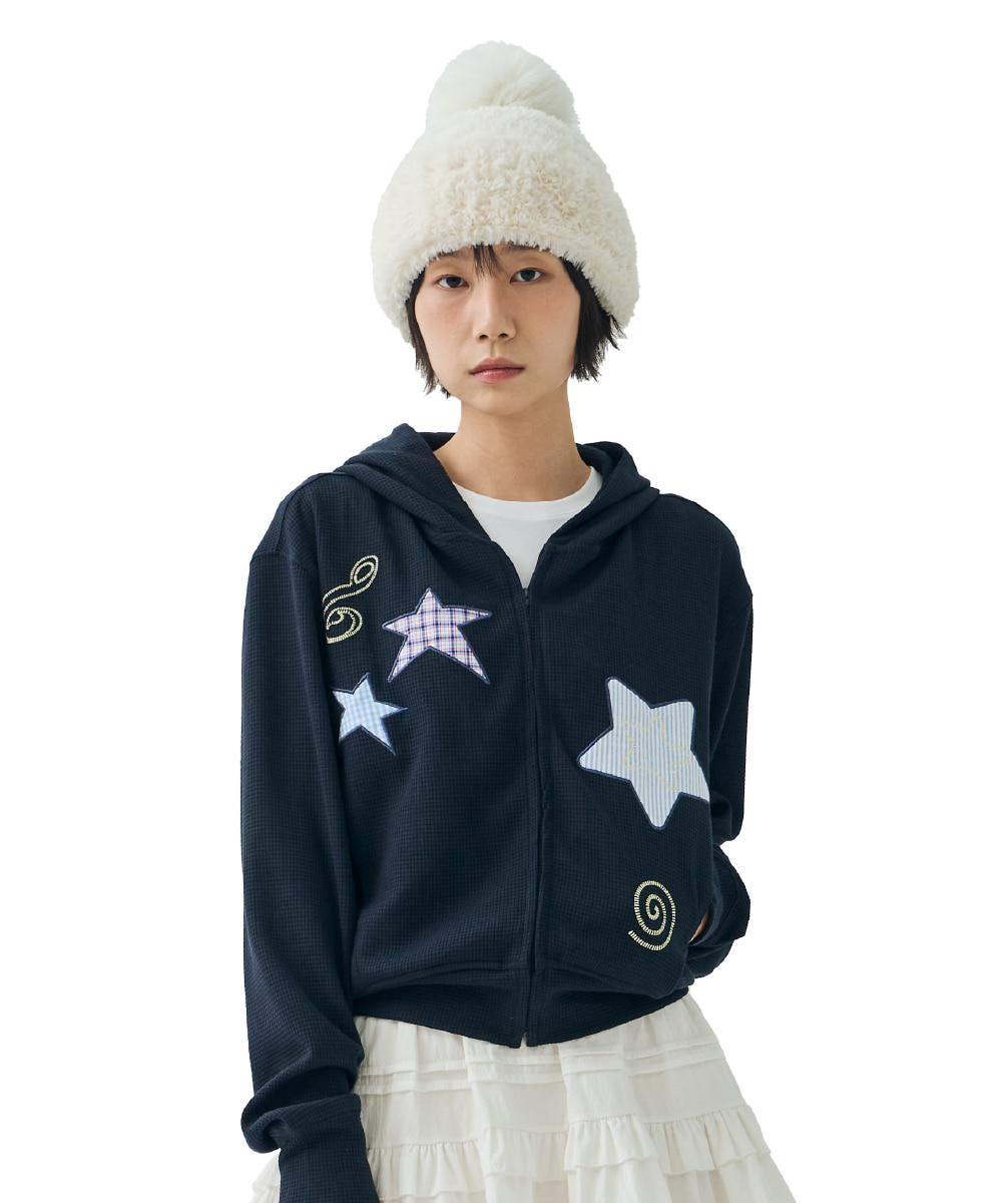 [FDR x HUHUEE] Waffle Applique Hood Zip-Up_Navy_11/7 예약 배송