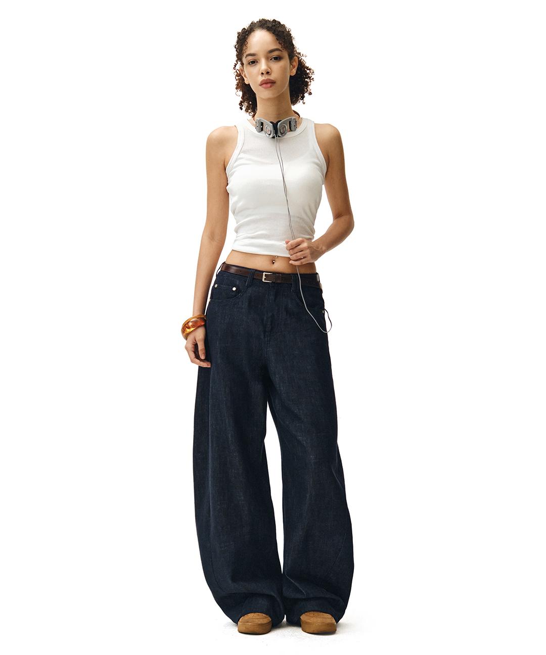 데케트우먼 Linen Like Barrel Jeans DCWPT029CPINDIGO