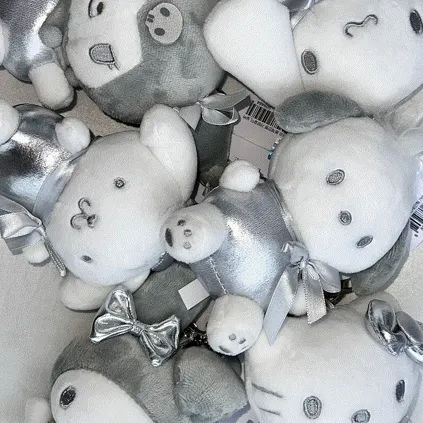 [산리오정품/유사품주의] 산리오실버키링 6type 라이센스 키티 포차코 마이멜로디 시나모롤 폼폼푸린 쿠로미 실버키링 인형 가방고리 산리오 *빠른출고됩니다