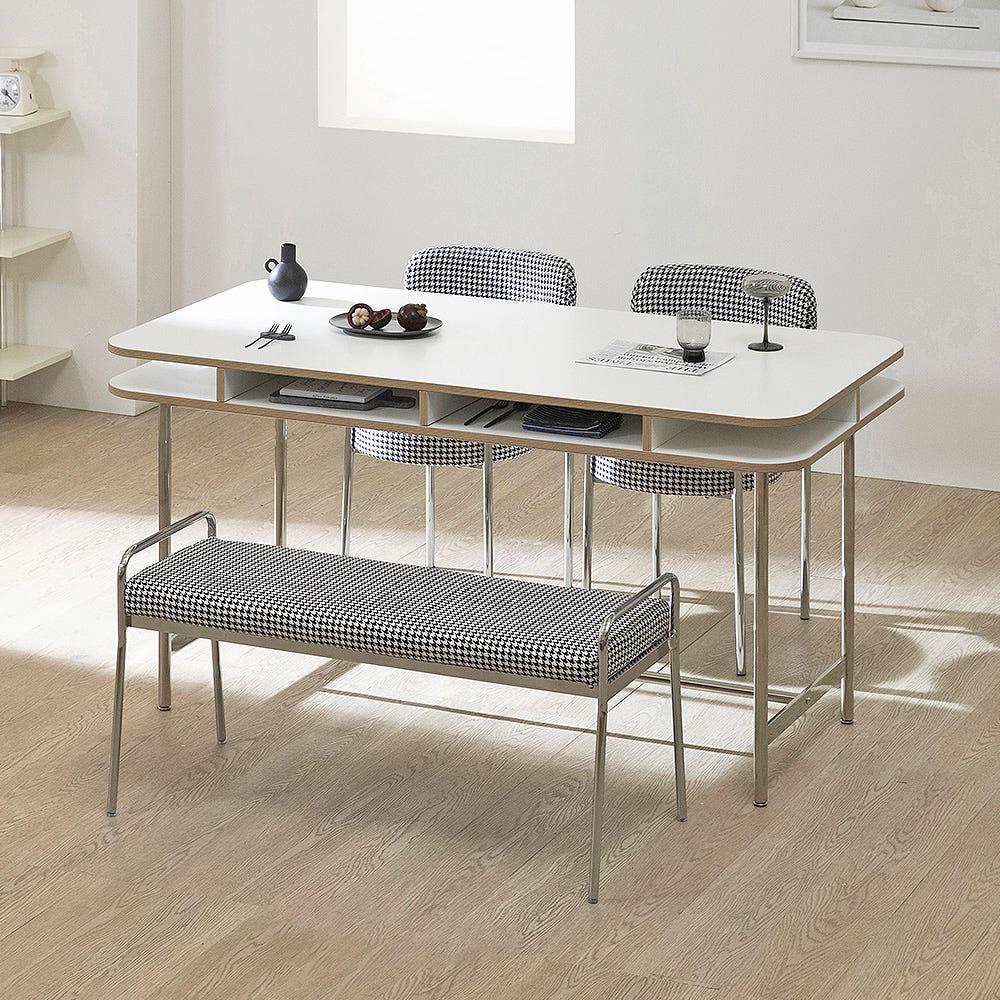 프롬홈 애비뉴 스테인리스 카페 리빙다이닝 서랍형 식탁 테이블 1400