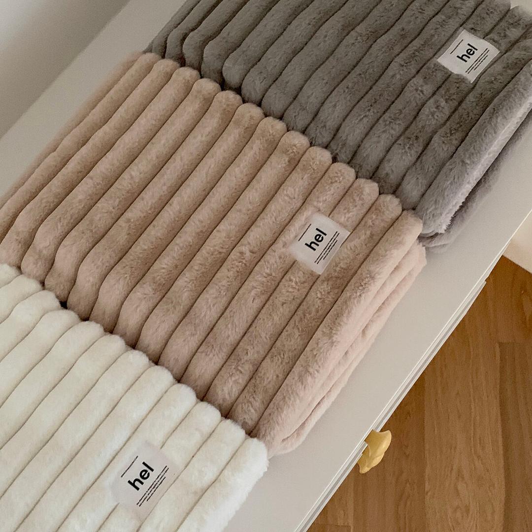 루엘드파리 밍크 극세사 스트라이프 블랭킷 - 3color/3size