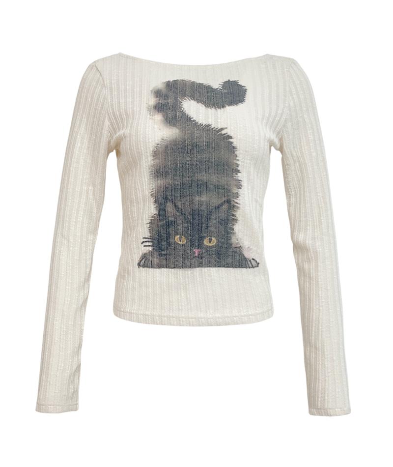 보일드 캣츠 립 넥 티셔츠