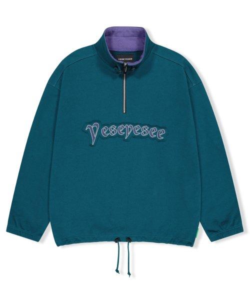 Y.E.S Applique Half-Zip Teal