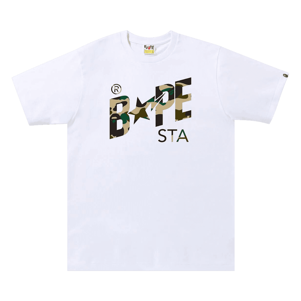 BAPE 1st Camo BAPE Sta Logo Tee 'White/Yellow'