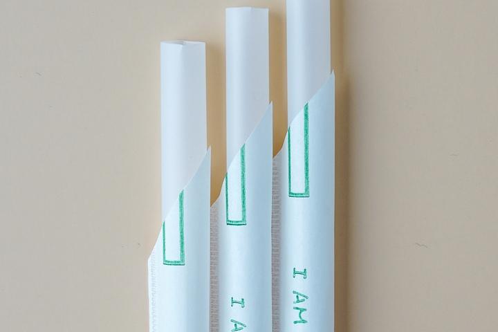 옥수수 전분 빨대 친환경 생분해 개별 화이트 100개_S06