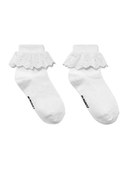 GIRLFRIEND LACE RUFFLE SOCKS (WHITE)