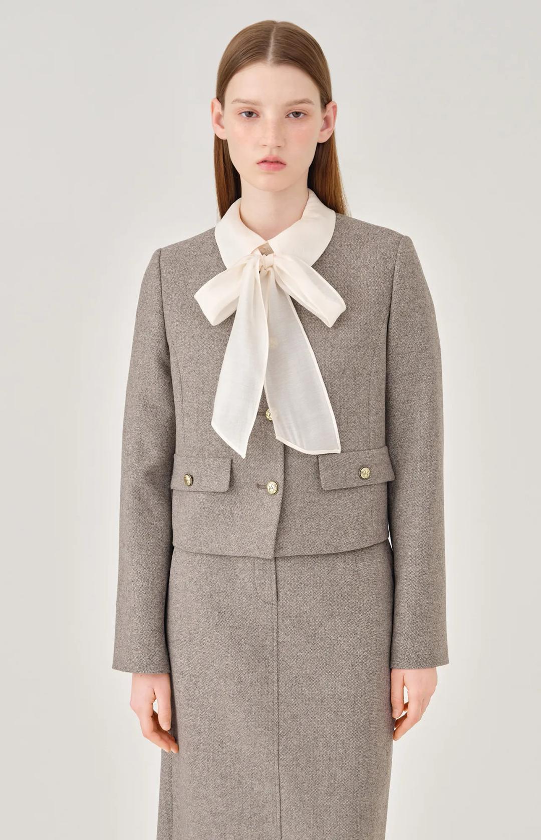 그리프 라운드넥 울 자켓