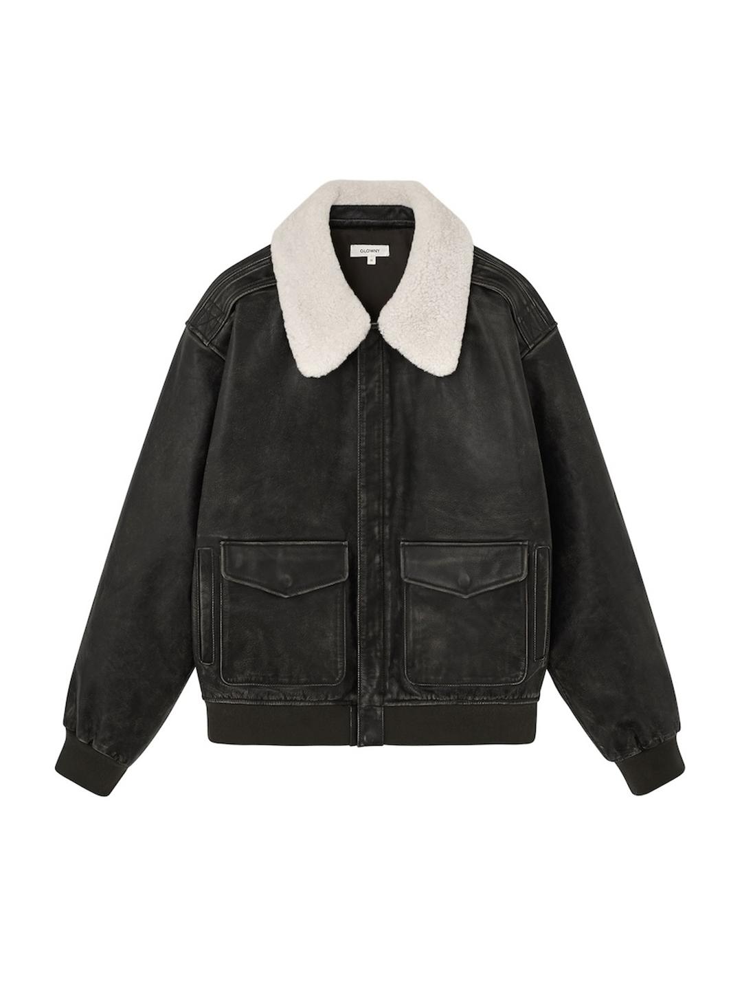 AIR FORCE LEATHER JACKET (WASHED BLACK)