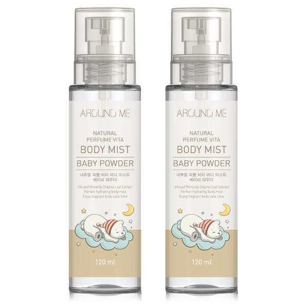 어라운드미 내추럴 퍼퓸 비타 바디미스트 베이비파우더, 120ml, 2개