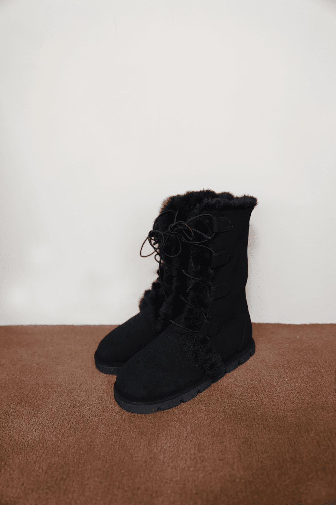 [Holiday] Strap fur middle boots (2way) (Black)