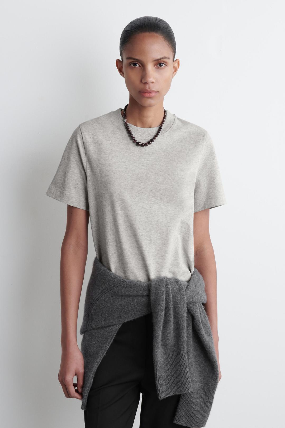 T-SHIRT REGULAR ÉLÉGANT - GRIS CHINÉ