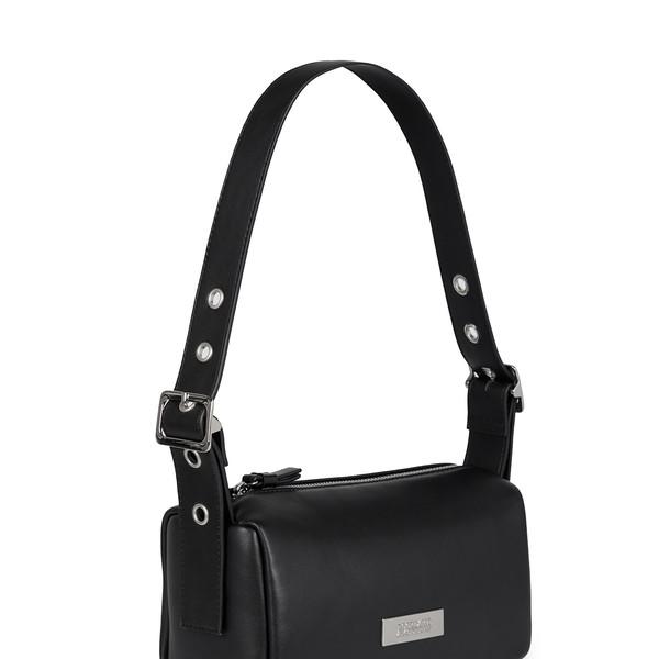 [1/24 예약배송] Square Leather Belt Shoulder Bag - Black