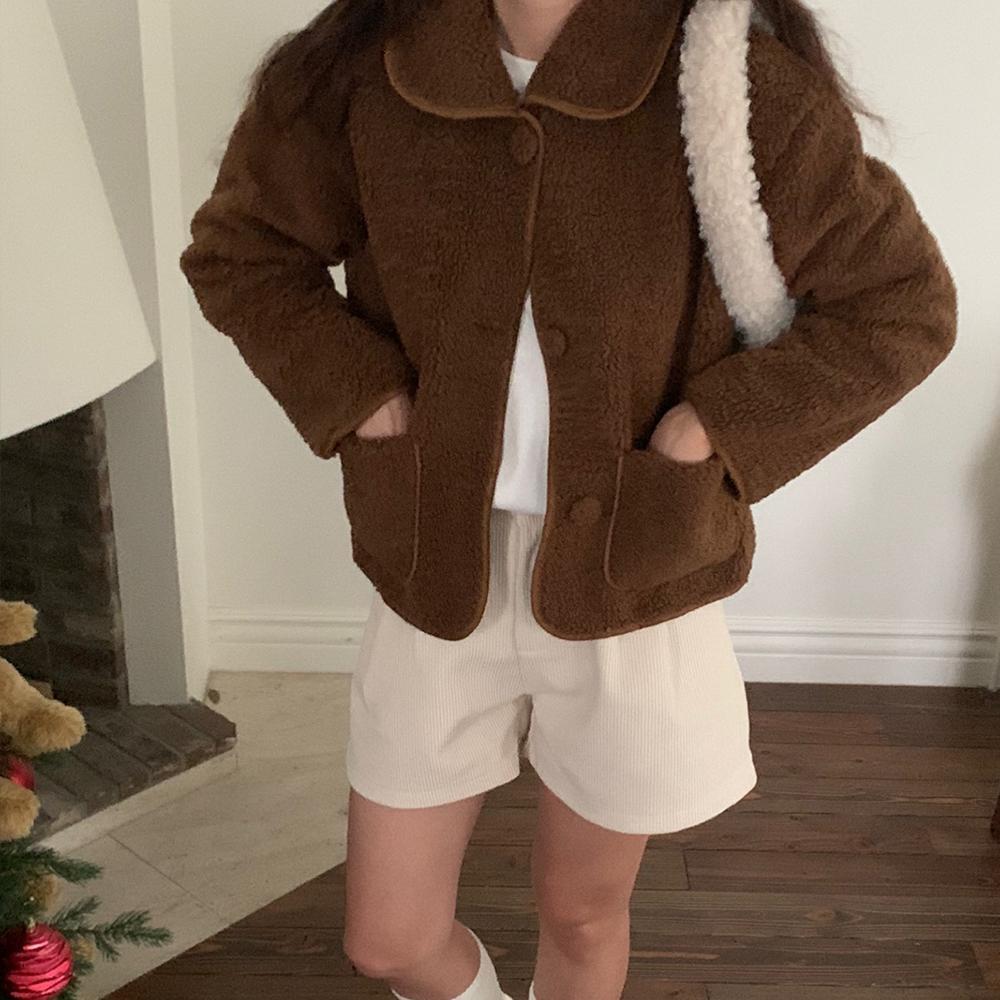 여성 여자 겨울 뽀글이 양털 부클 무스탕 숏 자켓