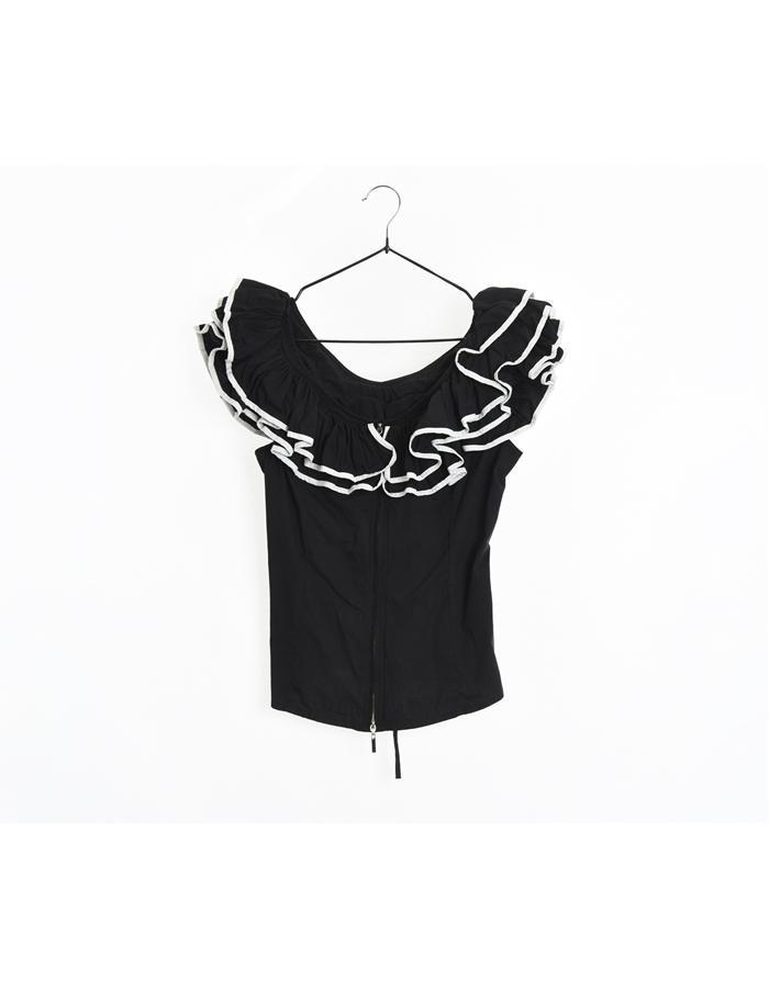 JPN 아일렛 프릴 집업 블라우스/WOMAN S