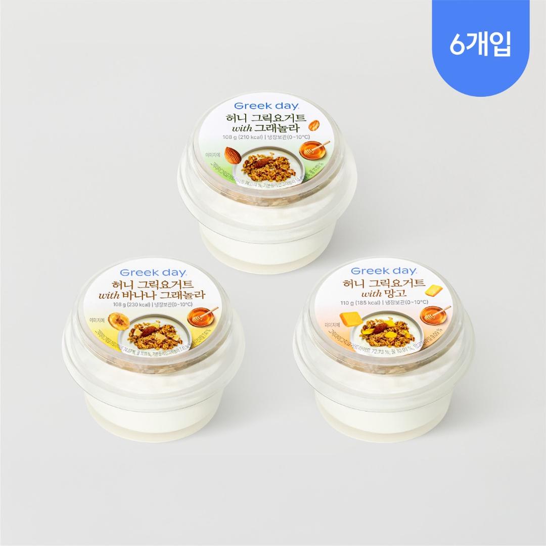 그릭데이 허니 그릭요거트 3종 6개입 (망고/바나나/그래놀라)