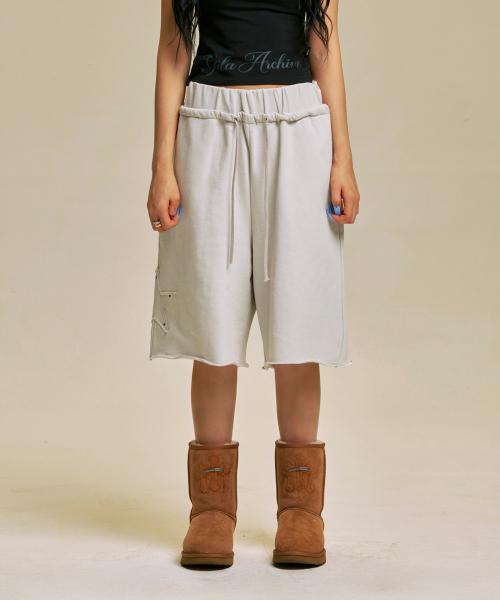STAR PATCH BERMUDA SWEAT SHORTS_GY
