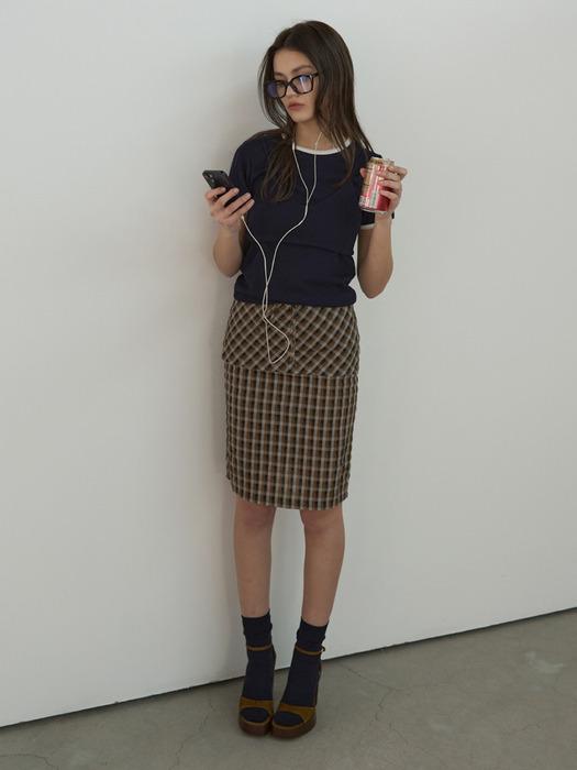 CHECK FLAP MIDI SKIRT_BROWN