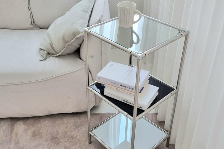 (완제품) 모듈선반 BM104 모듈가구 코너 장식장 진열장 거실협탁 유리선반 수납장