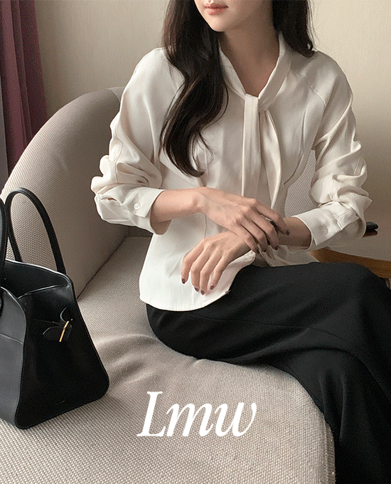 메리어라운드 [하객룩][l.m.w] 윈터 너프 핀턱 타이 (bl)