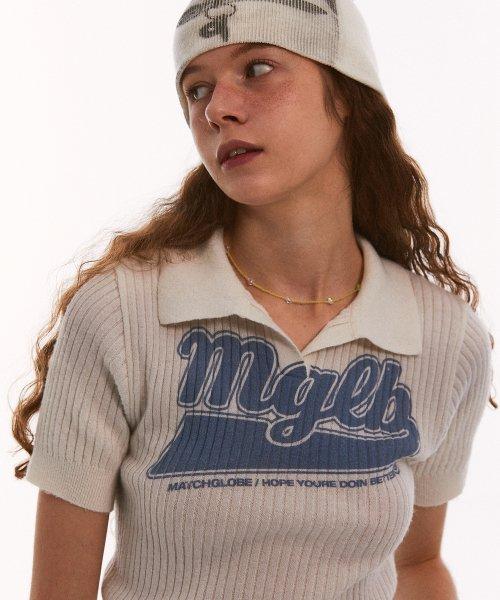 mglb 유니버시티 카라 니트 티 (화이트)