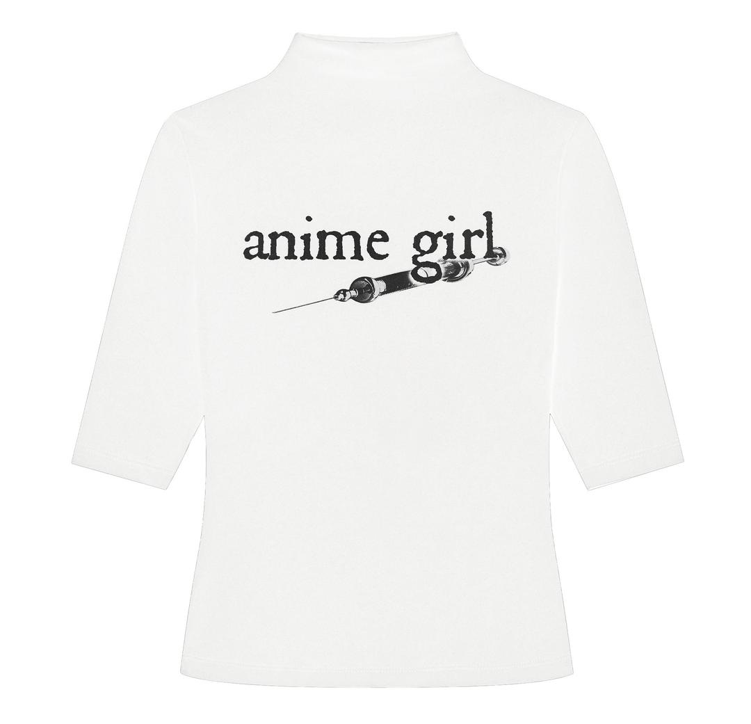Anime mock neck top (White)