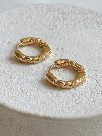 [무배]실버925 러프 링클 반짝 원터치링 은귀걸이(2컬러)