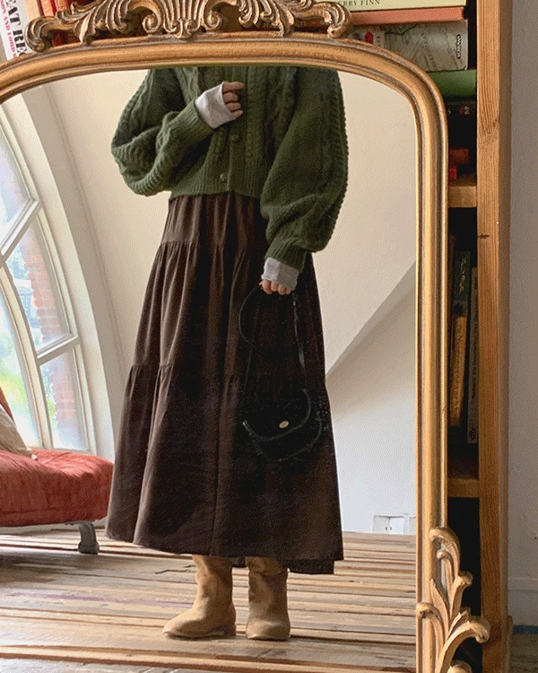 [허리밴딩]유어스 코듀로이 캉캉 겨울 롱 스커트