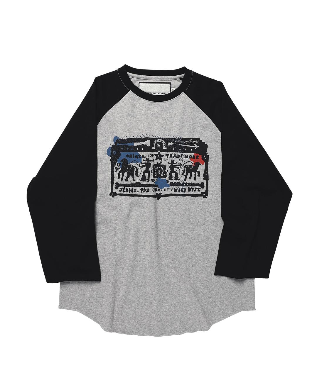 COWBOY PICTOGRAM RAGLAN LS TEE BLACK