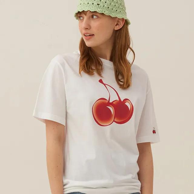 빅 체리 숏 슬리브 티셔츠 [화이트]