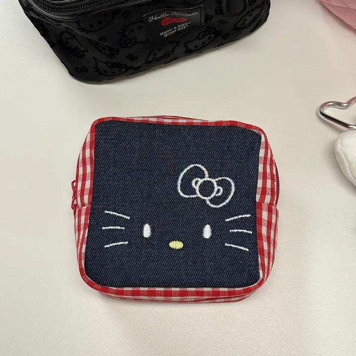 [1+1 할인] 🩷키티 데님 체크 화장품 파우치 필통 실용성갑