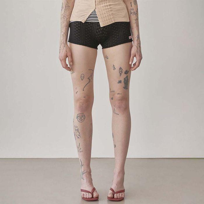 Eyelet Knit Shorts Black