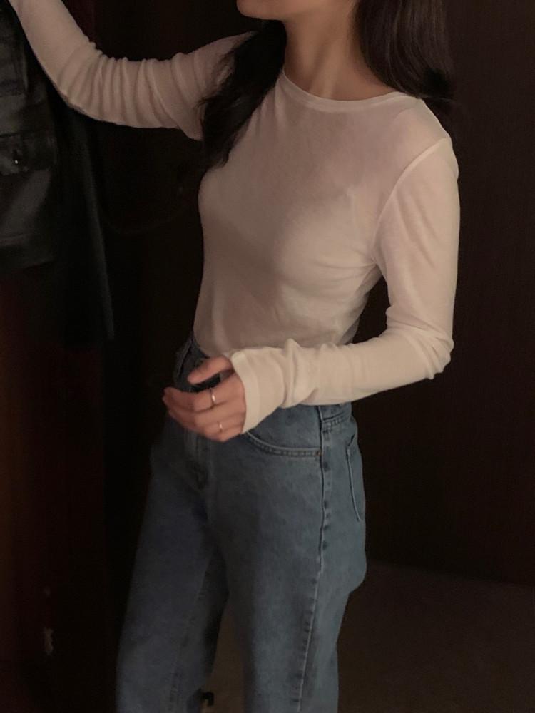 Leheim 르하임 폴드 울 슬림 긴팔 티셔츠