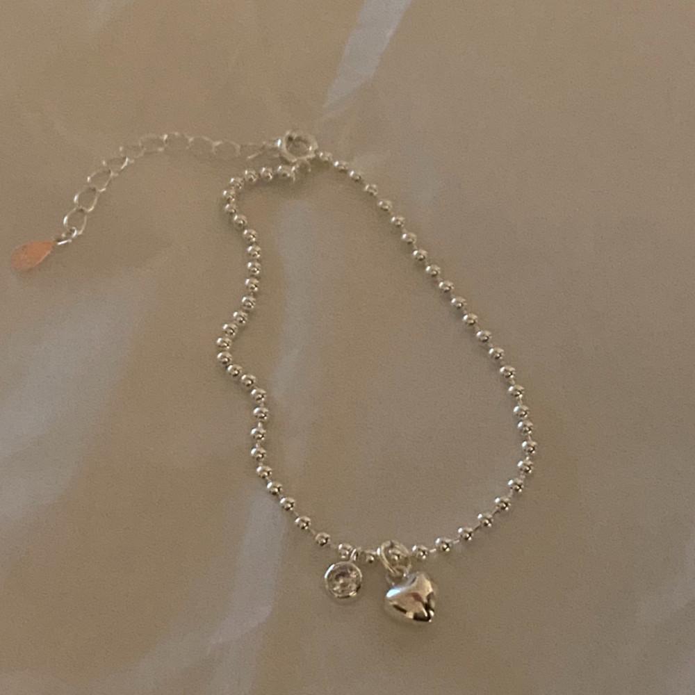 비트리_실버925 실버볼 큐빅 하트 팔찌