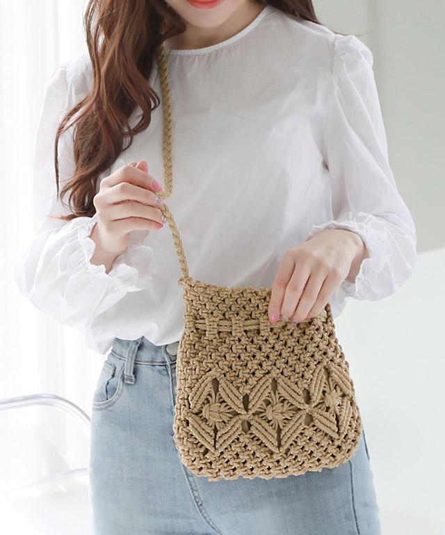 [직진배송] 라비나 복조리 네트 뜨개백 그물 니트 가방